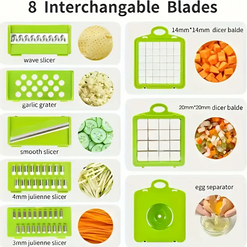 16-in-1 Heavy-Duty Vegetable Chopper Set – Multi-Functional Food Processor with Safety Lock, Storage Container & Multiple Blades | Manual Grater, Slicer & Dicer for Fruits & Vegetables