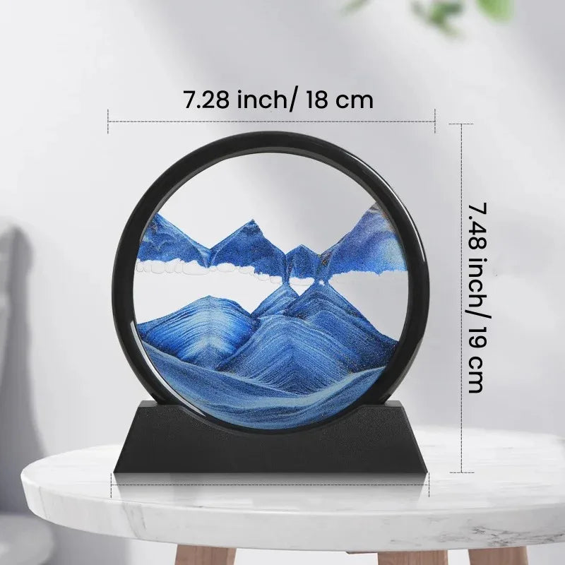 3D Hourglass Quicksand Moving Sand Art – Round Glass Deep Sea Sandscape Painting