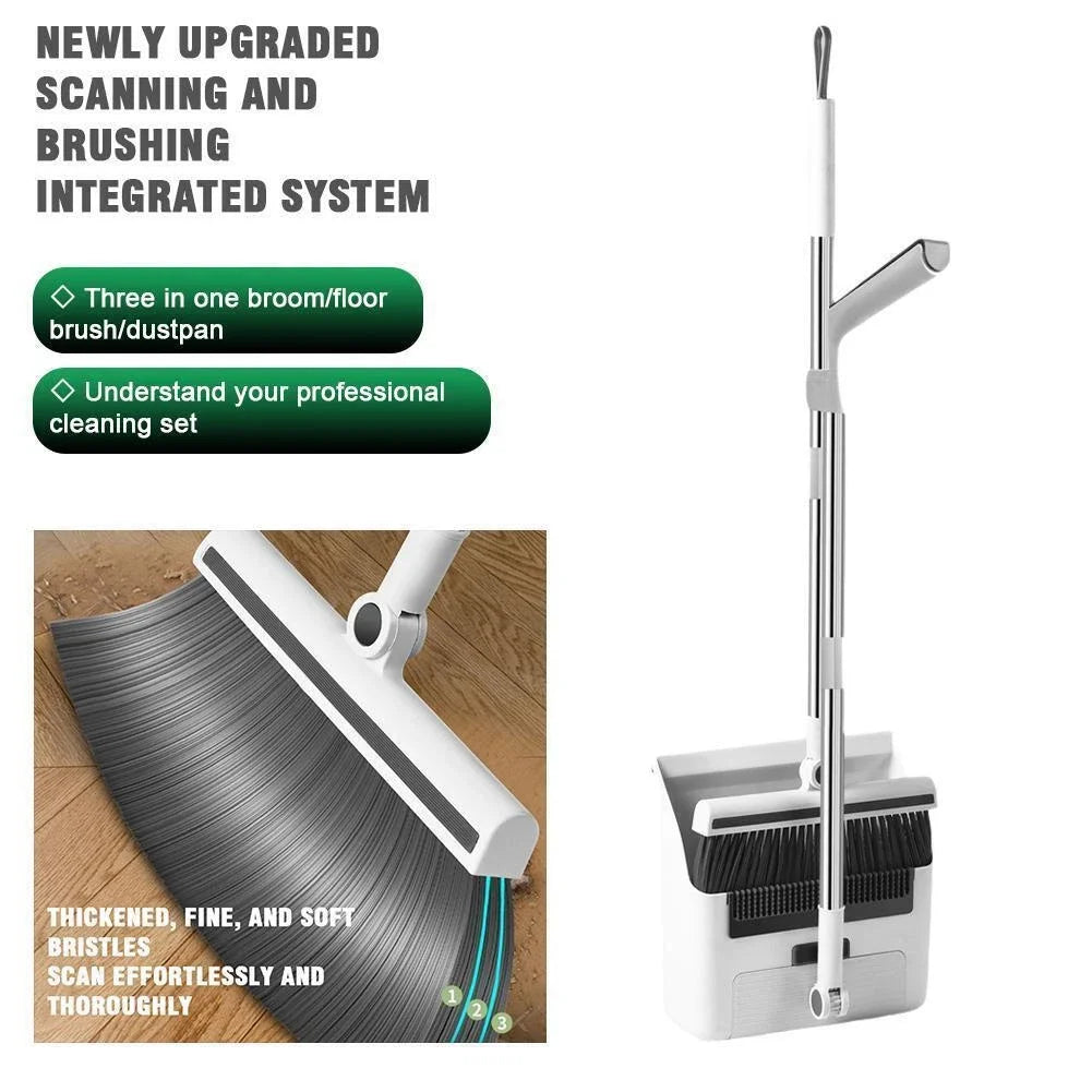 3-in-1 Broom Combo Set – Foldable Floor Brush, Dustpan & Squeegee | Multifunctional Non-Stick Hair Broom for Home Cleaning | Live Easy Cleaning Tools