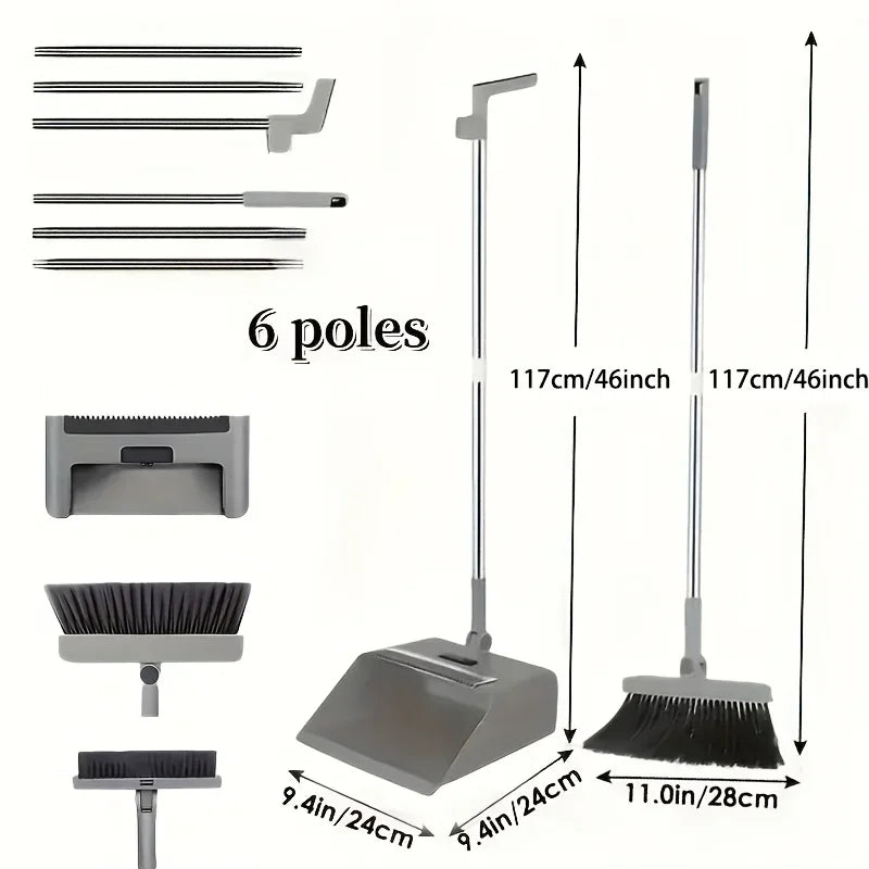 3-in-1 Broom Combo Set – Foldable Floor Brush, Dustpan & Squeegee | Multifunctional Non-Stick Hair Broom for Home Cleaning | Live Easy Cleaning Tools