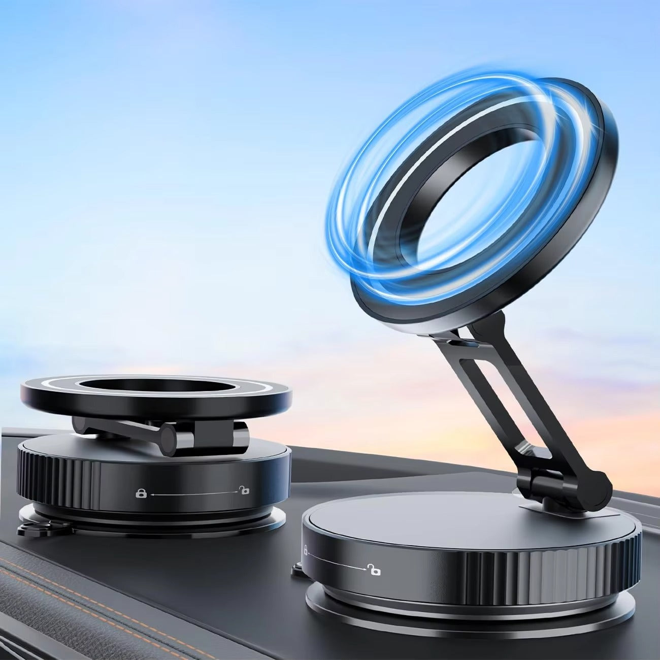 Magnetic Phone Holder Upgraded ABS 360° Rotatable And Foldable Design with a Vacuum Suction Cup N52