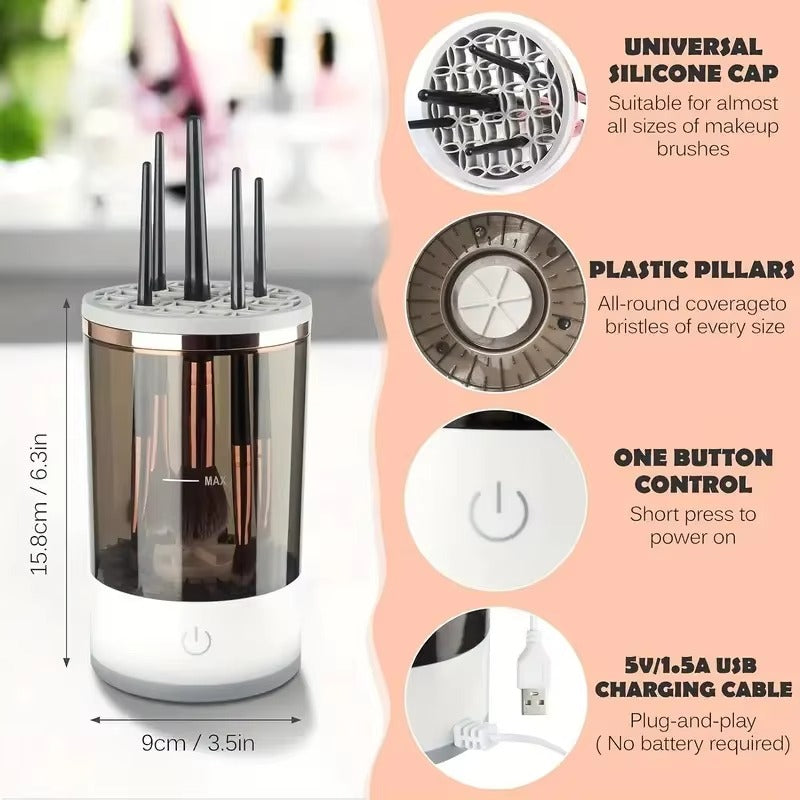 Electric Makeup Brush Cleaner with Rubber Makeup Machine Electric USB - Live Easy