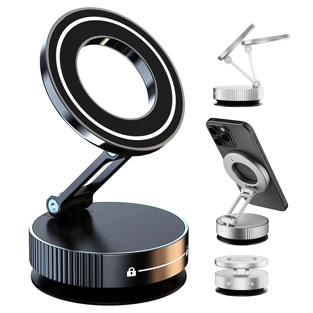 Magnetic Phone Holder Upgraded ABS 360° Rotatable And Foldable Design with a Vacuum Suction Cup N52