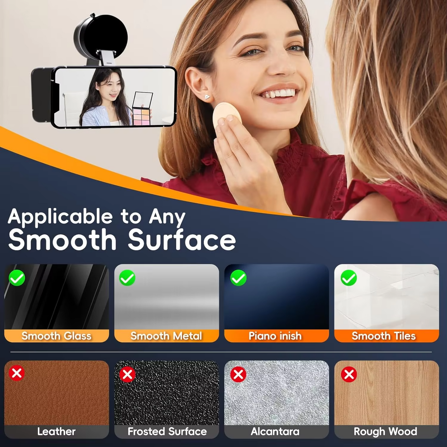 Magnetic Phone Holder Upgraded ABS 360° Rotatable And Foldable Design with a Vacuum Suction Cup N52