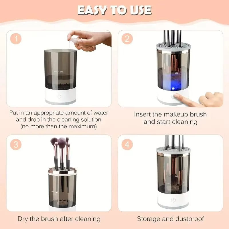 Electric Makeup Brush Cleaner with Rubber Makeup Machine Electric USB - Live Easy