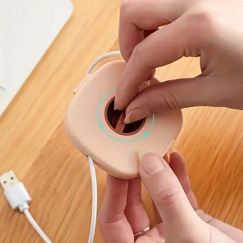 Portable Retractable Wire Winder Storage Box – Compact Travel Cable Organizer for Data, Mouse & Headphone Cables