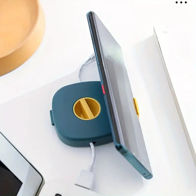 Portable Retractable Wire Winder Storage Box – Compact Travel Cable Organizer for Data, Mouse & Headphone Cables