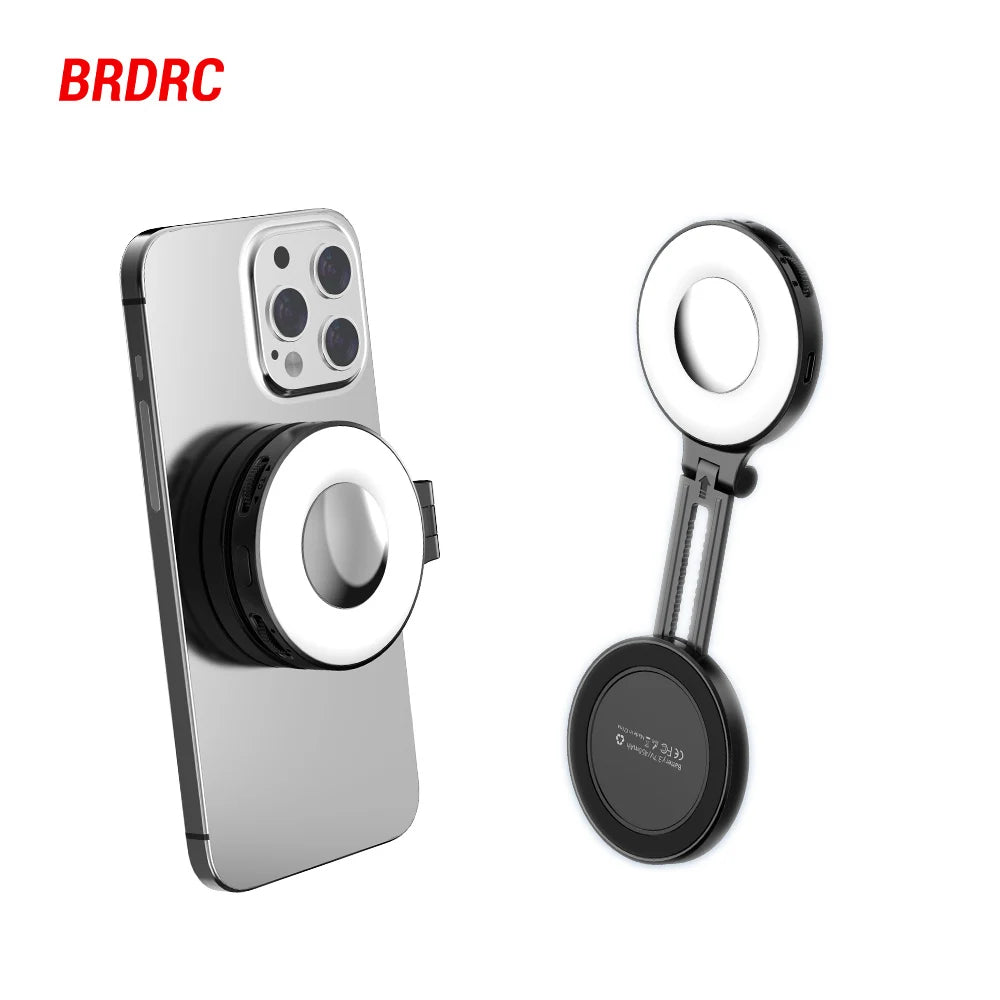MagSafe Magnetic Fill Light for iPhone – Universal LED Selfie Ring Lamp with Retractable Flip Bracket