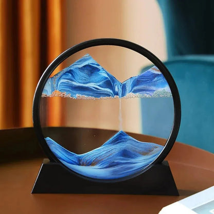 3D Hourglass Quicksand Moving Sand Art – Round Glass Deep Sea Sandscape Painting