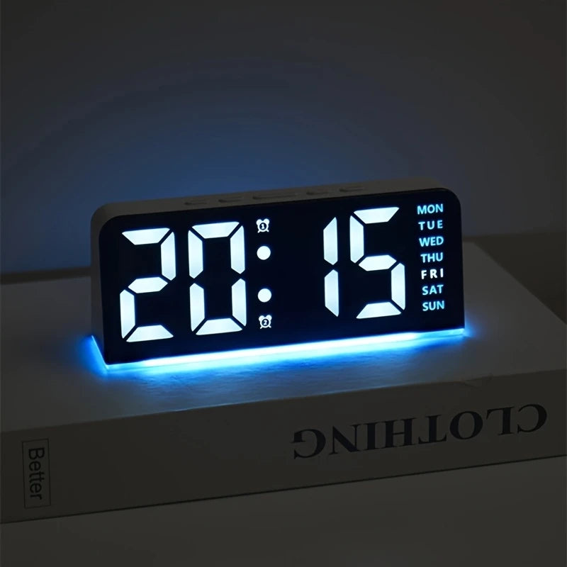 Digital LED Alarm Clock – Modern Desk & Bedside Clock with Dual Alarms, Snooze Function