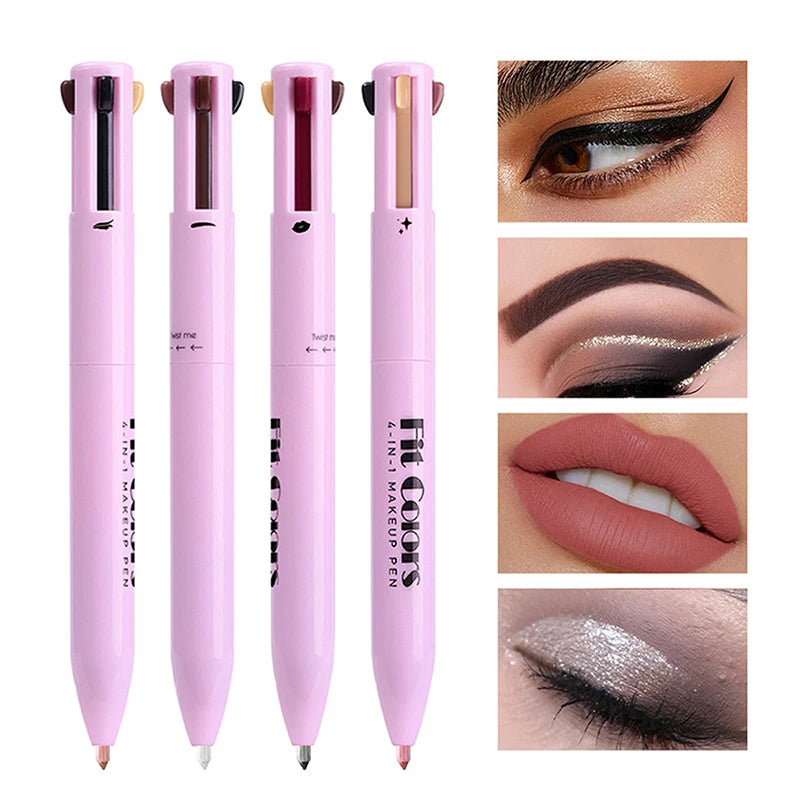 4-in-1 Makeup Pen – Matte Lip Liner, Eyebrow Pencil, Eye Long-Lasting, High-Pigment Feliner & Highlighter | All-in-One Beauty Tool for Everyday