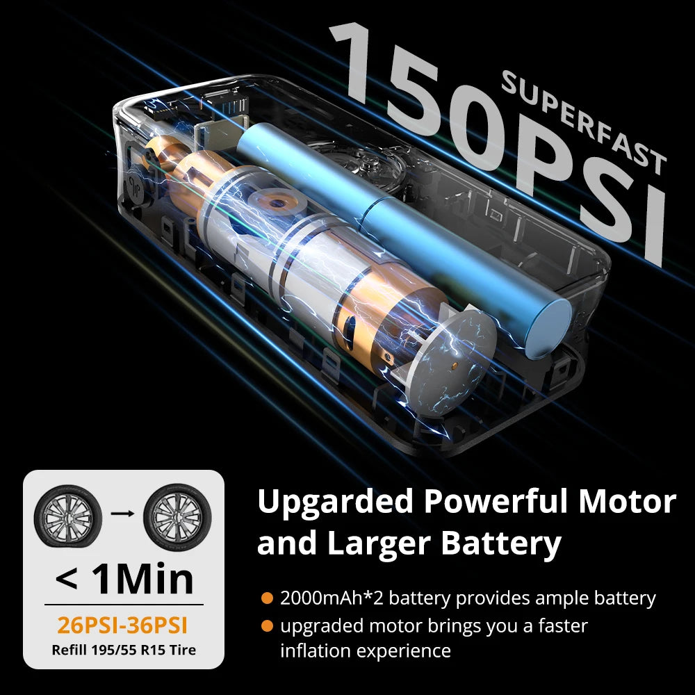 CARSUN Rechargeable Tire Inflator – Digital Cordless Air Pump with LED Display