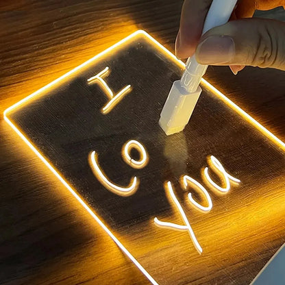 USB-Powered LED Night Light with Message Board – Touch Writing Surface Desk Lamp with Warm White Ambient Light