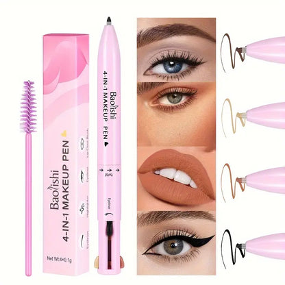 4-in-1 Makeup Pen – Matte Lip Liner, Eyebrow Pencil, Eye Long-Lasting, High-Pigment Feliner & Highlighter | All-in-One Beauty Tool for Everyday