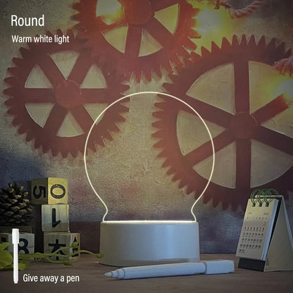 USB-Powered LED Night Light with Message Board – Touch Writing Surface Desk Lamp with Warm White Ambient Light