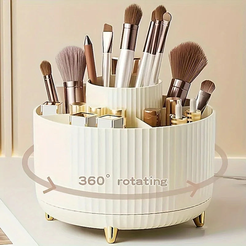 360° Rotating Cosmetic Storage Box – Multi-Functional Makeup Organizer with 5 Compartments