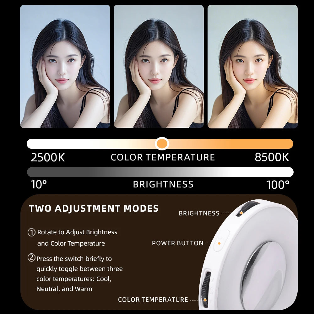 MagSafe Magnetic Fill Light for iPhone – Universal LED Selfie Ring Lamp with Retractable Flip Bracket