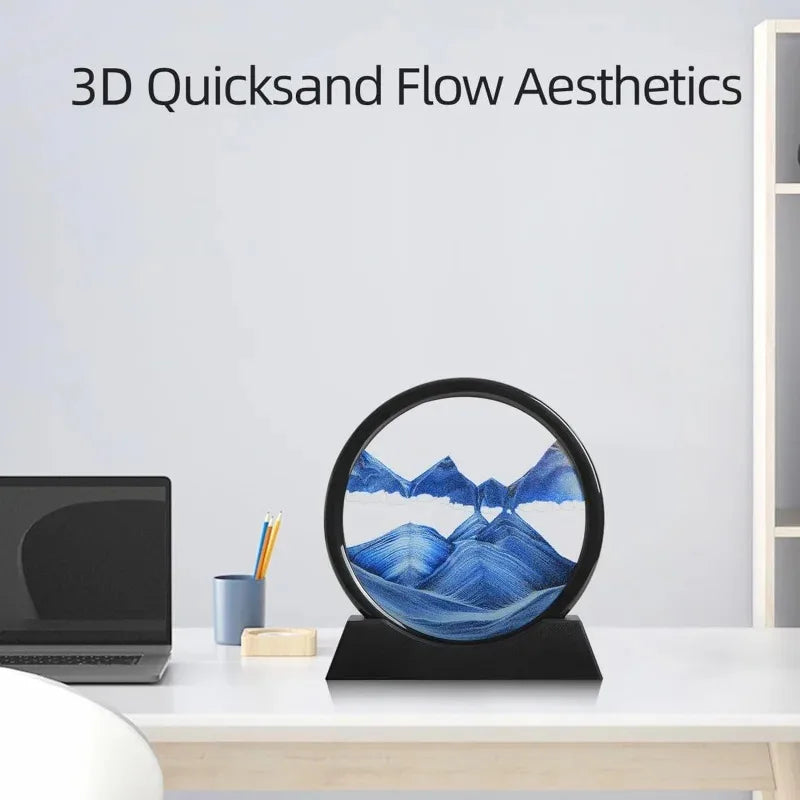 3D Hourglass Quicksand Moving Sand Art – Round Glass Deep Sea Sandscape Painting