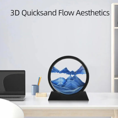 3D Hourglass Quicksand Moving Sand Art – Round Glass Deep Sea Sandscape Painting