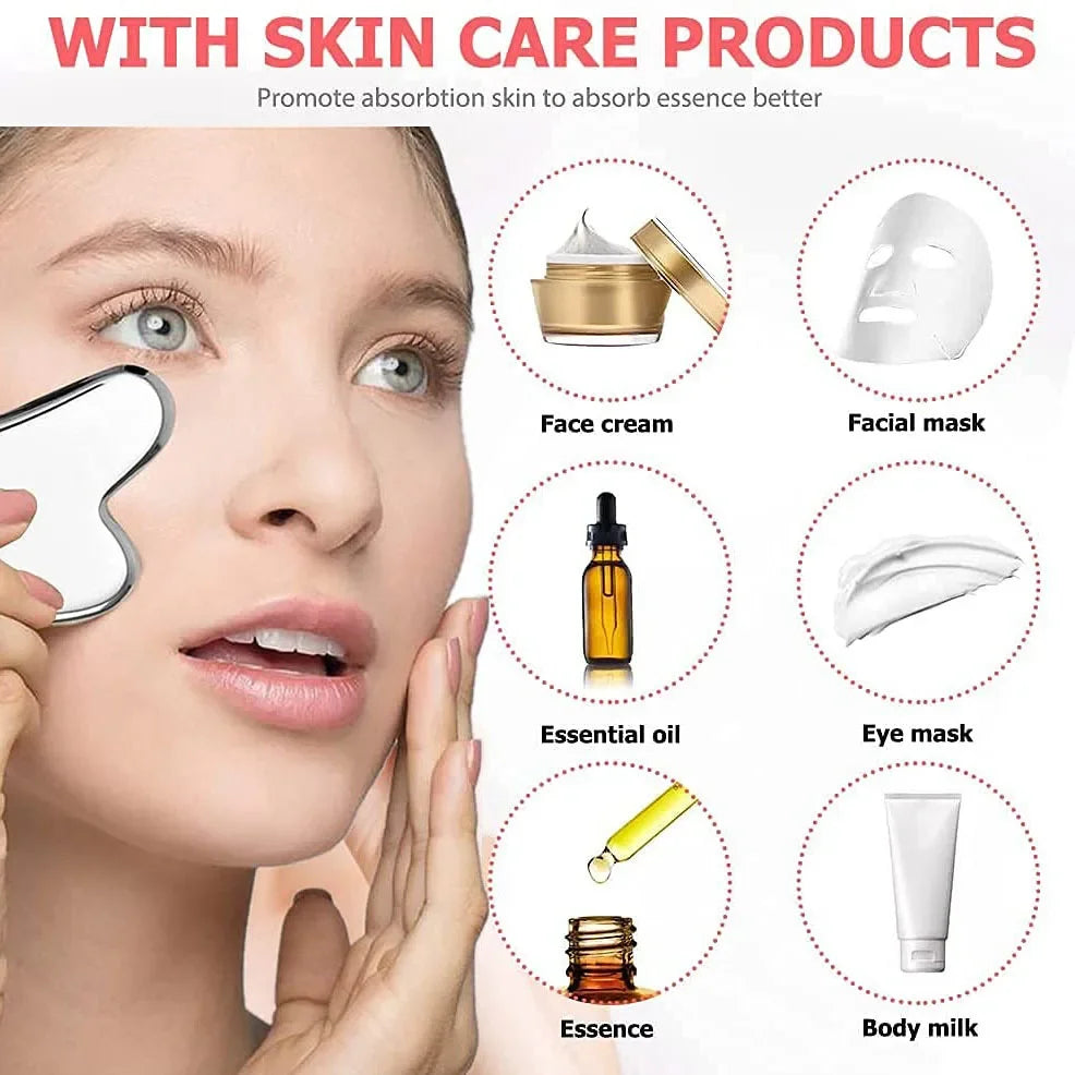 Ice Face Roller (1/3PCS Set) – Stainless Steel & Silicone Facial Roller for Skin Tightening, Puffiness & Cooling Massage | Reusable Gua Sha Skincare Tool