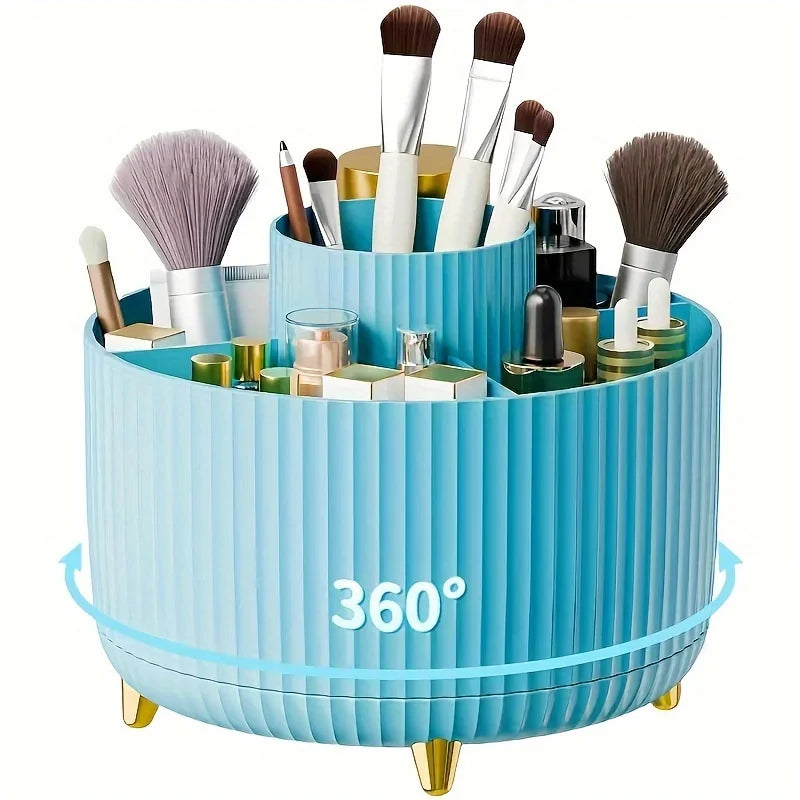 360° Rotating Cosmetic Storage Box – Multi-Functional Makeup Organizer with 5 Compartments