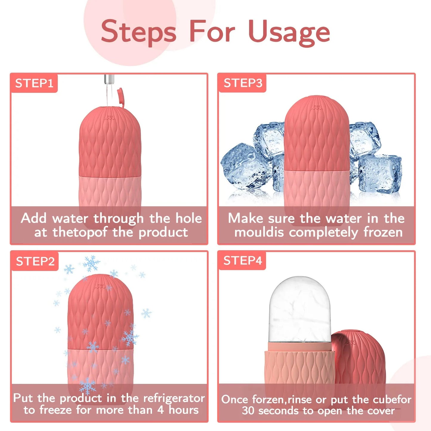 Ice Face Roller (1/3PCS Set) – Stainless Steel & Silicone Facial Roller for Skin Tightening, Puffiness & Cooling Massage | Reusable Gua Sha Skincare Tool