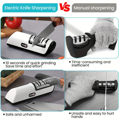 Electric Knife Sharpener – Professional 4-Gear Automatic Multifunctional Sharpener for Kitchen Knives, Scissors & Tools | Fast & Safe Sharpening Machine