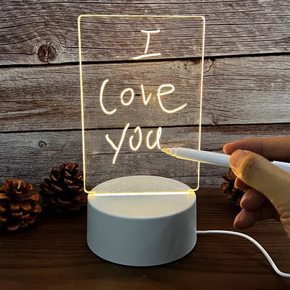 USB-Powered LED Night Light with Message Board – Touch Writing Surface Desk Lamp with Warm White Ambient Light