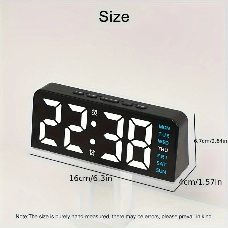 Digital LED Alarm Clock – Modern Desk & Bedside Clock with Dual Alarms, Snooze Function