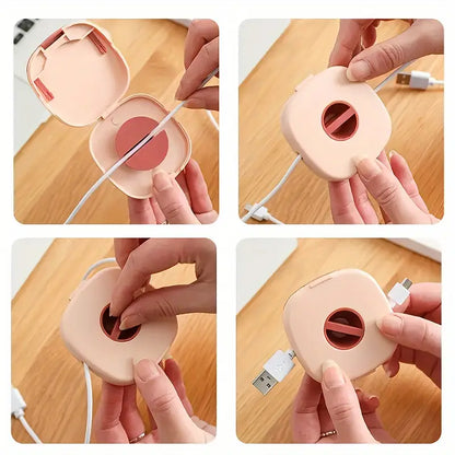 Portable Retractable Wire Winder Storage Box – Compact Travel Cable Organizer for Data, Mouse & Headphone Cables