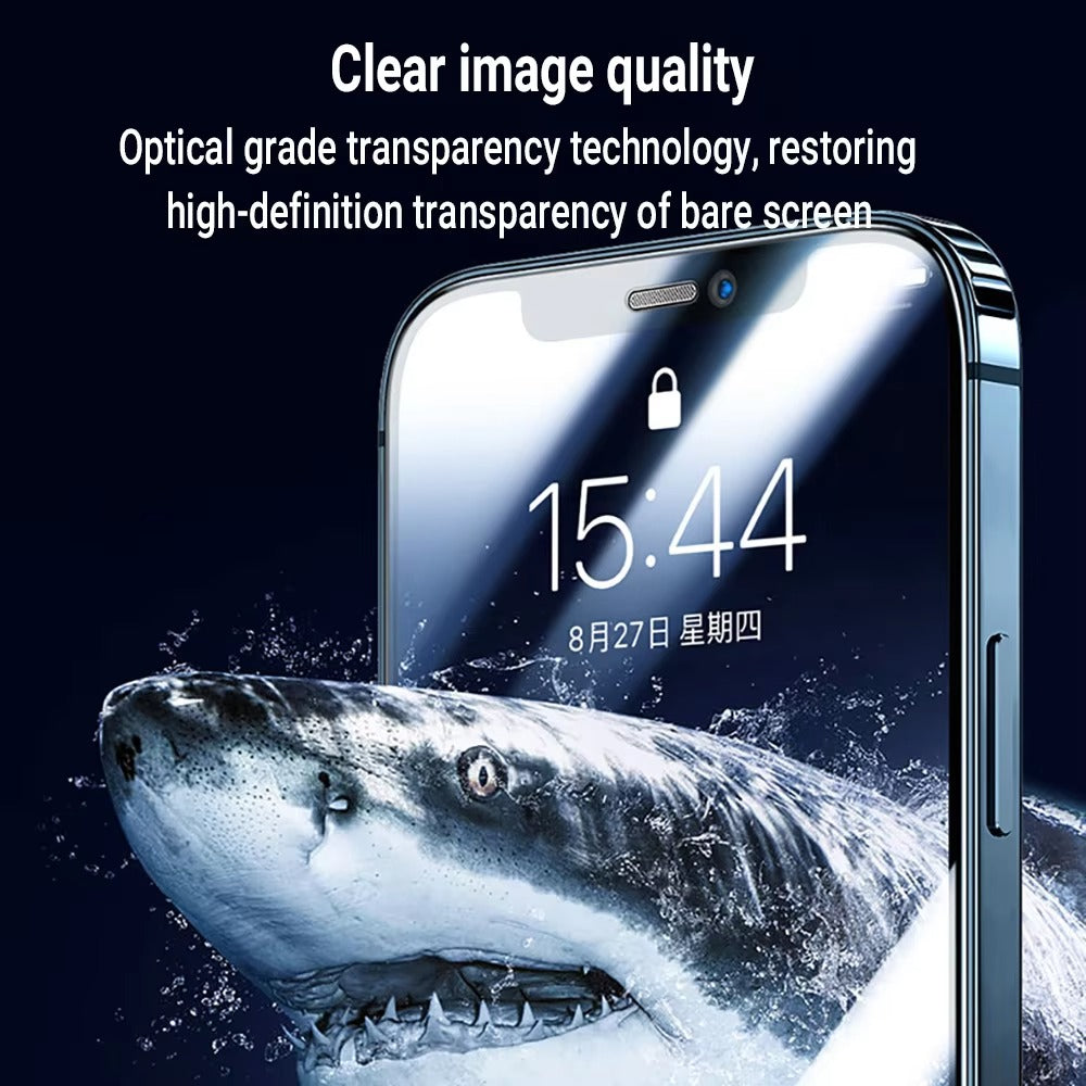 Oleophobic Dust-Free Screen Protector – HD Tempered Glass for iPhone 17/16/15/14/13/12/11/XR/SE/7/8 Pro Max | Anti-Fingerprint, Easy Installation & Scratch Resistant