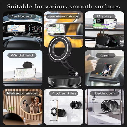 Magnetic Phone Holder Upgraded ABS 360° Rotatable And Foldable Design with a Vacuum Suction Cup N52