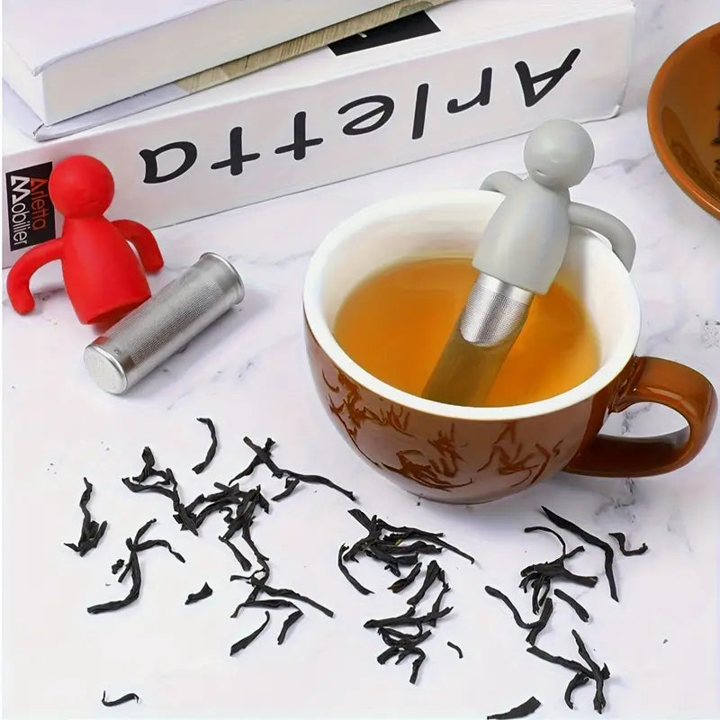 Set of 2 Stainless Steel Fine Mesh Tea Strainers – Heat-Resistant Silicone Handle Infusers for Loose Leaf Tea in Cups & Mugs